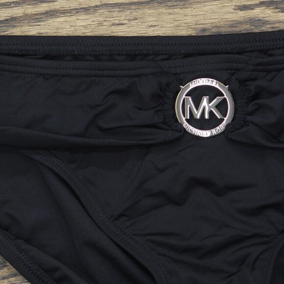 NWT Michael Michael Kors Womens Logo Ring Bikini Bottom MM7M842 Black M - Picture 6 of 7